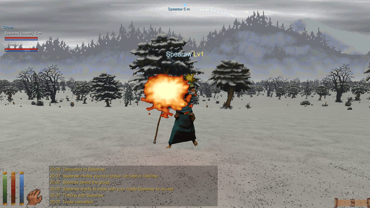 A fireball cast by another player, seen on your screen.